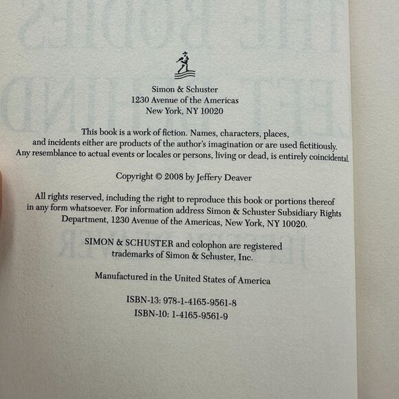 The Bodies Left Behind By Jeffery Deaver 2008 Hardcover Novel First Edition - Picture 3 of 3